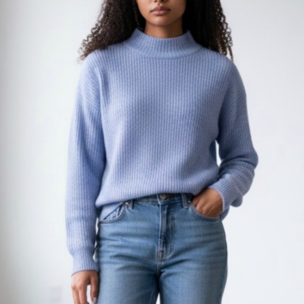 Bianco & Blu Italy Textured Mock Neck Sweater